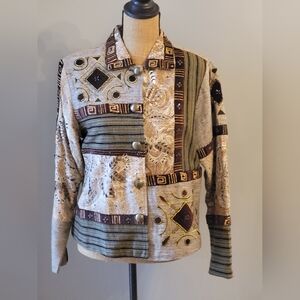 Sandy Starkman Medium Rayon/Silk Earth Toned Wearable Art Jacket